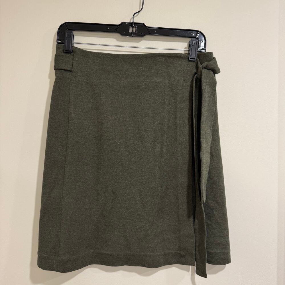 Ann Taylor LOFT Olive Green Wrap Pencil Skirt Size Small Soft Rayon Career
